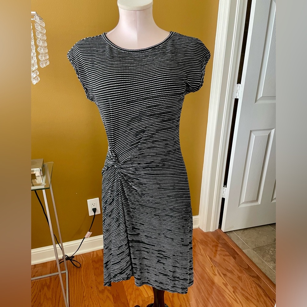 Max Studio Micro Stripe Asymmetrical Dress  Sz S